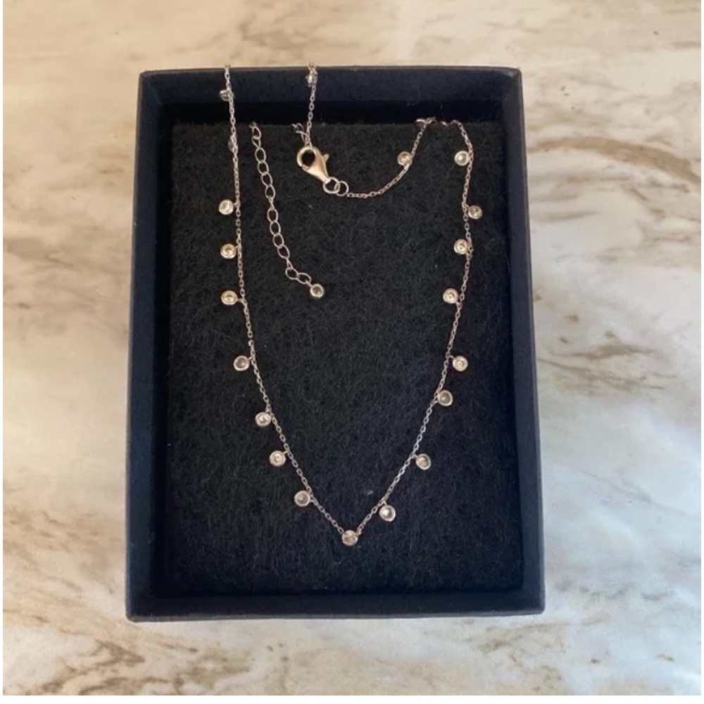 🪞 NEW qvc sterling sterling silver dangle charm dangle window crystal necklace